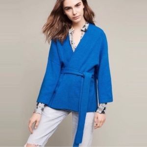 Anthro Sleeping On Snow Blue Alcott Wrap Sweater